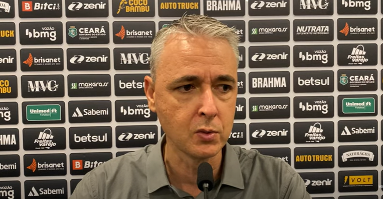 Em coletiva, Tiago Nunes comenta sobre atuação do Ceará na goleada por 4 a 0 no Clássico-Rei
