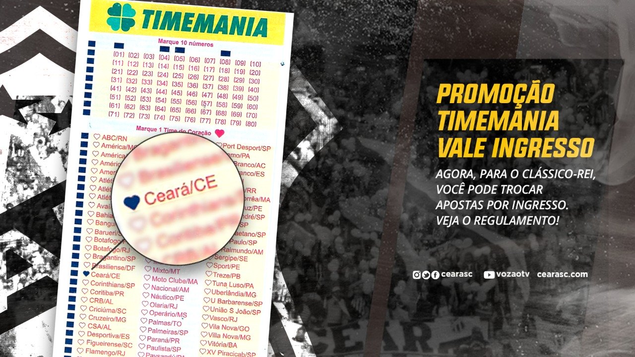 Torcedor Alvinegro poderá trocar bilhetes da Timemania por ingressos para o Clássico-Rei do próximo sábado, 03/08