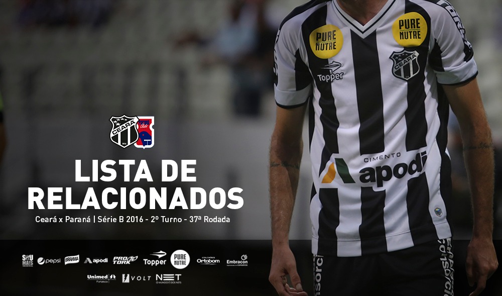 Confira os atletas relacionados para a partida entre Ceará x Paraná