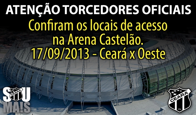 Torcedor Oficial: Confira os mapas de acessos para o jogo Ceará x Oeste