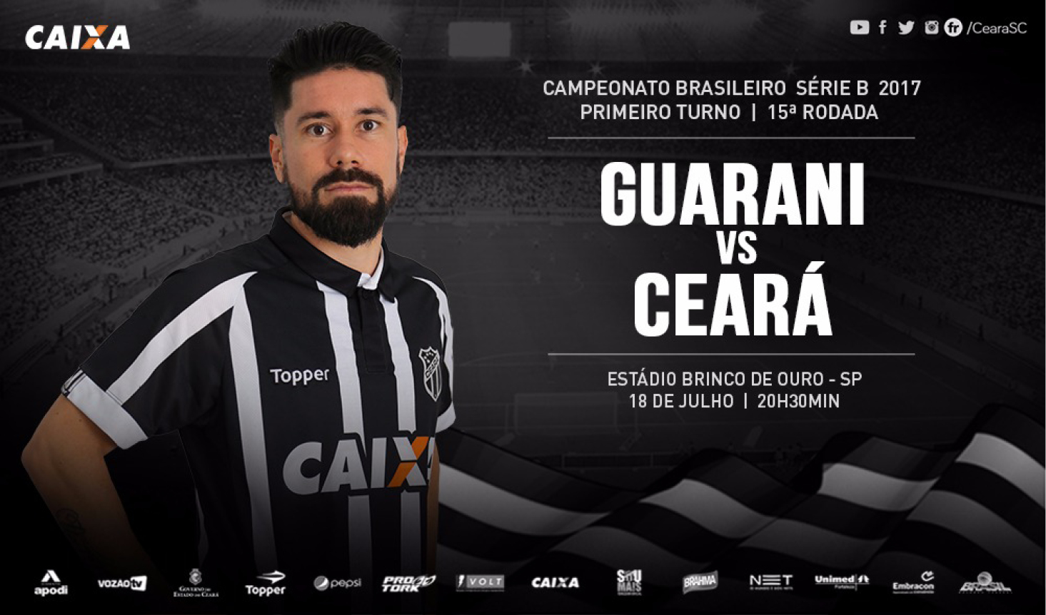 Fora de casa, Ceará enfrenta o Guarani, buscando sequência de vitórias na Série B