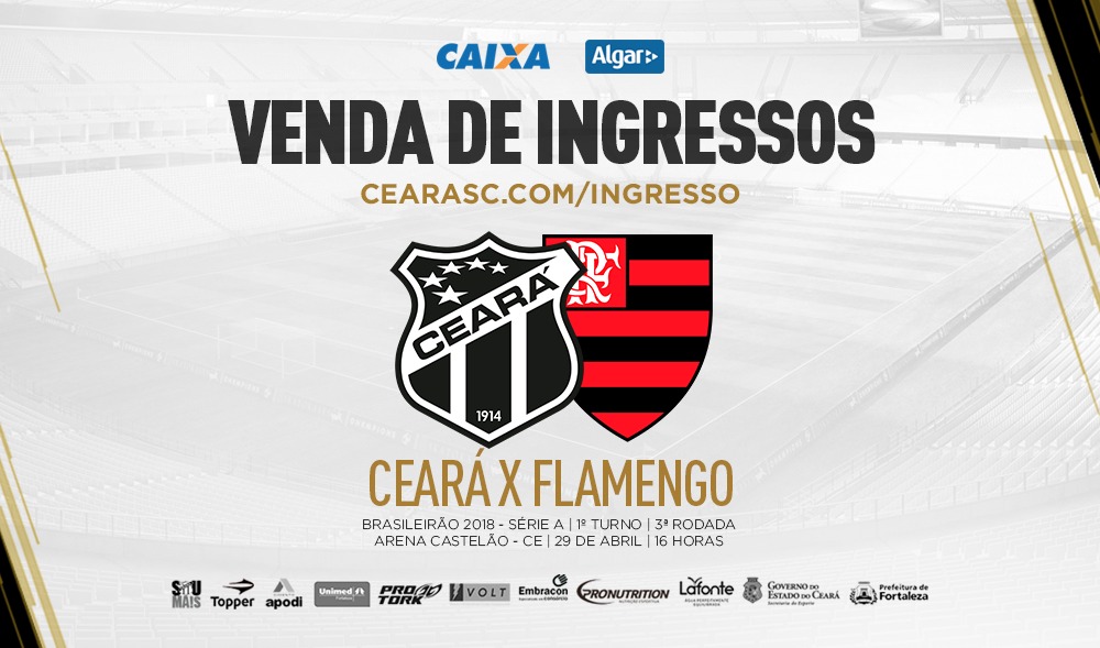 Continua a venda de ingressos para a partida entre Ceará e Flamengo