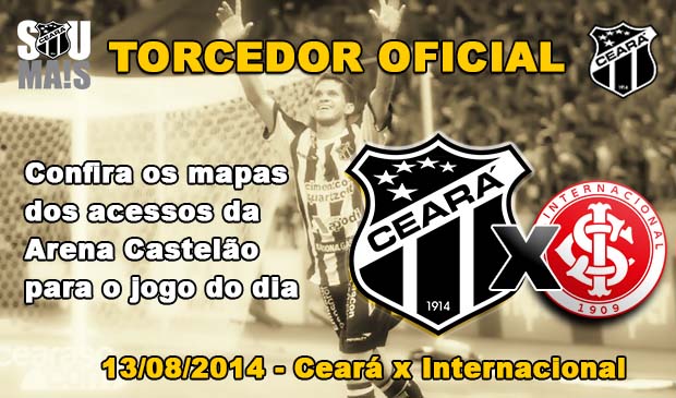 Confira os mapas de acessos para o jogo entre Ceará x Internacional
