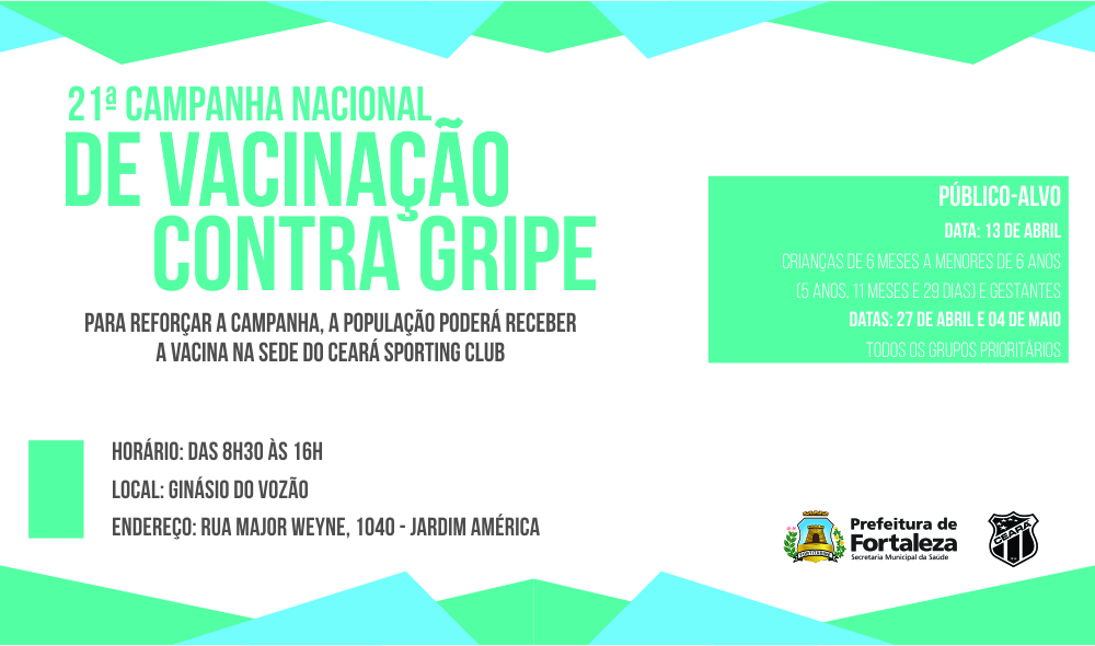 Sede do Ceará terá posto de vacinação de campanha nacional contra a gripe
