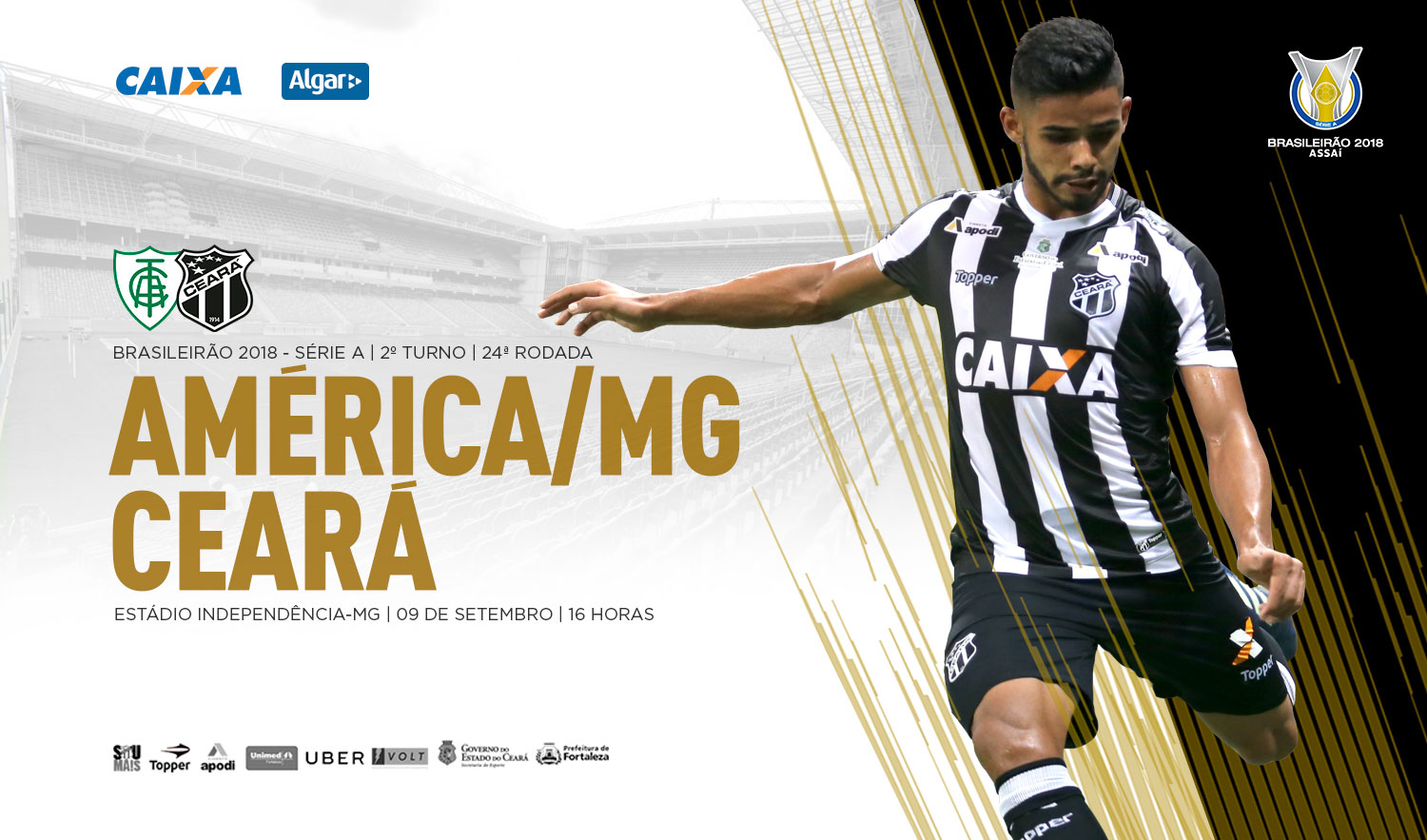 Buscando sequencia de vitórias na Série A, Ceará encara América/MG, no Independência