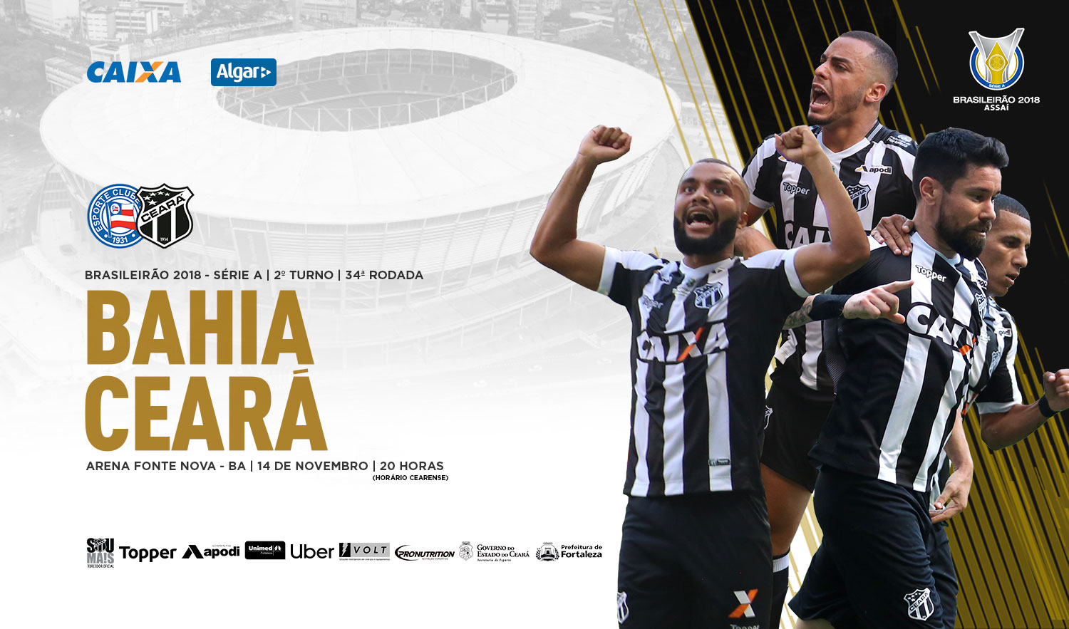 Brasileirão: Em clássico nordestino, Bahia e Ceará se enfrentam na Fonte Nova