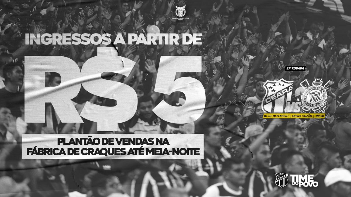 Ceará realiza plantão de vendas de ingressos para partida contra o Corinthians