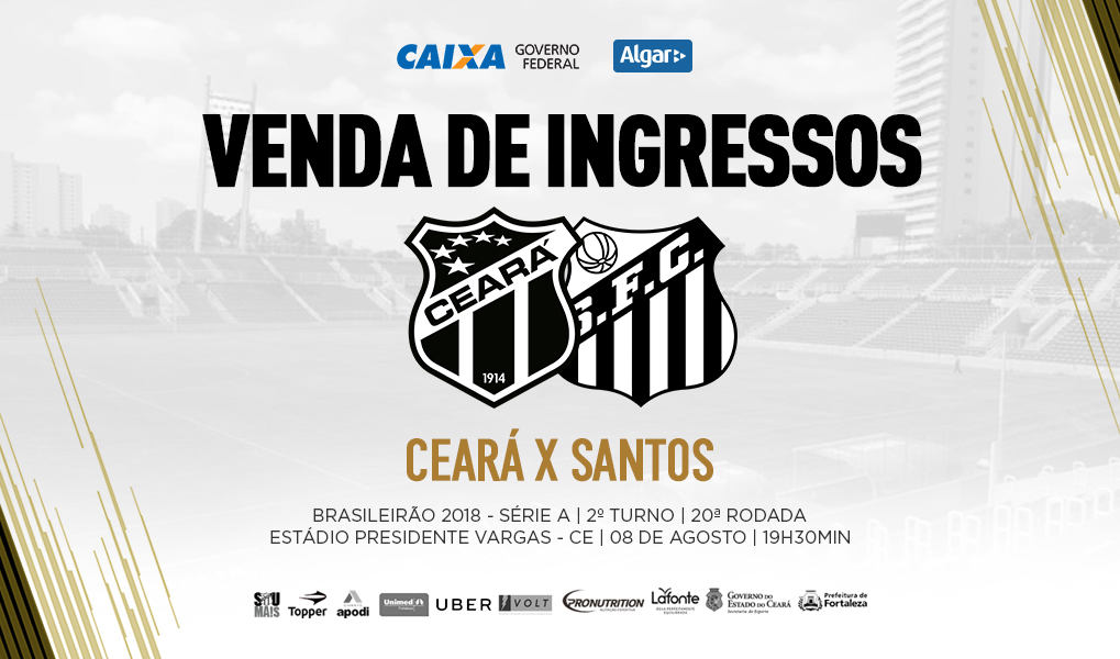 Continua a venda de ingressos para partida entre Ceará x Santos