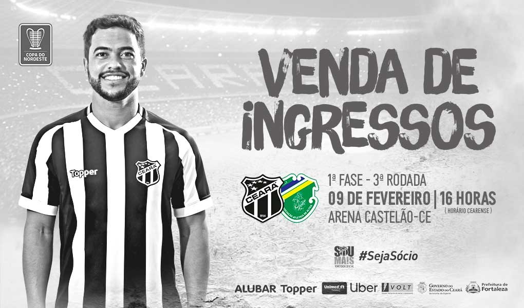 Ingressos para a partida entre Ceará e Altos/PI já estão disponíveis nas lojas Sou Mais Ceará