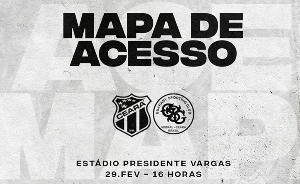 Sócio Vozão: Confira os seus acessos para a partida Ceará x Guarany
