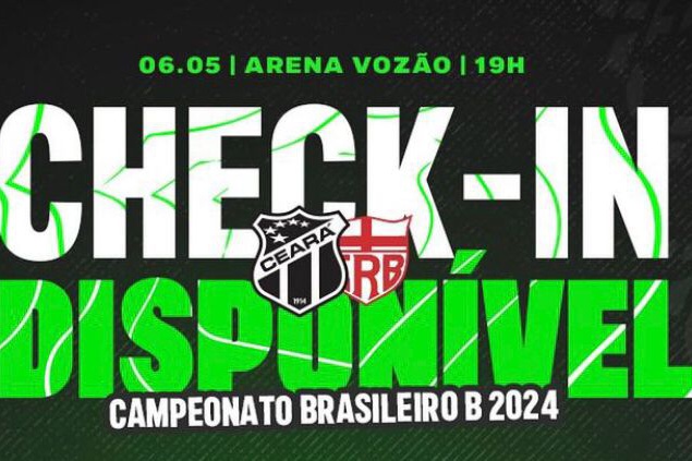Campeonato Brasileiro: Check-ins liberados para o confronto entre Ceará e CRB/AL a partir desta terça-feira