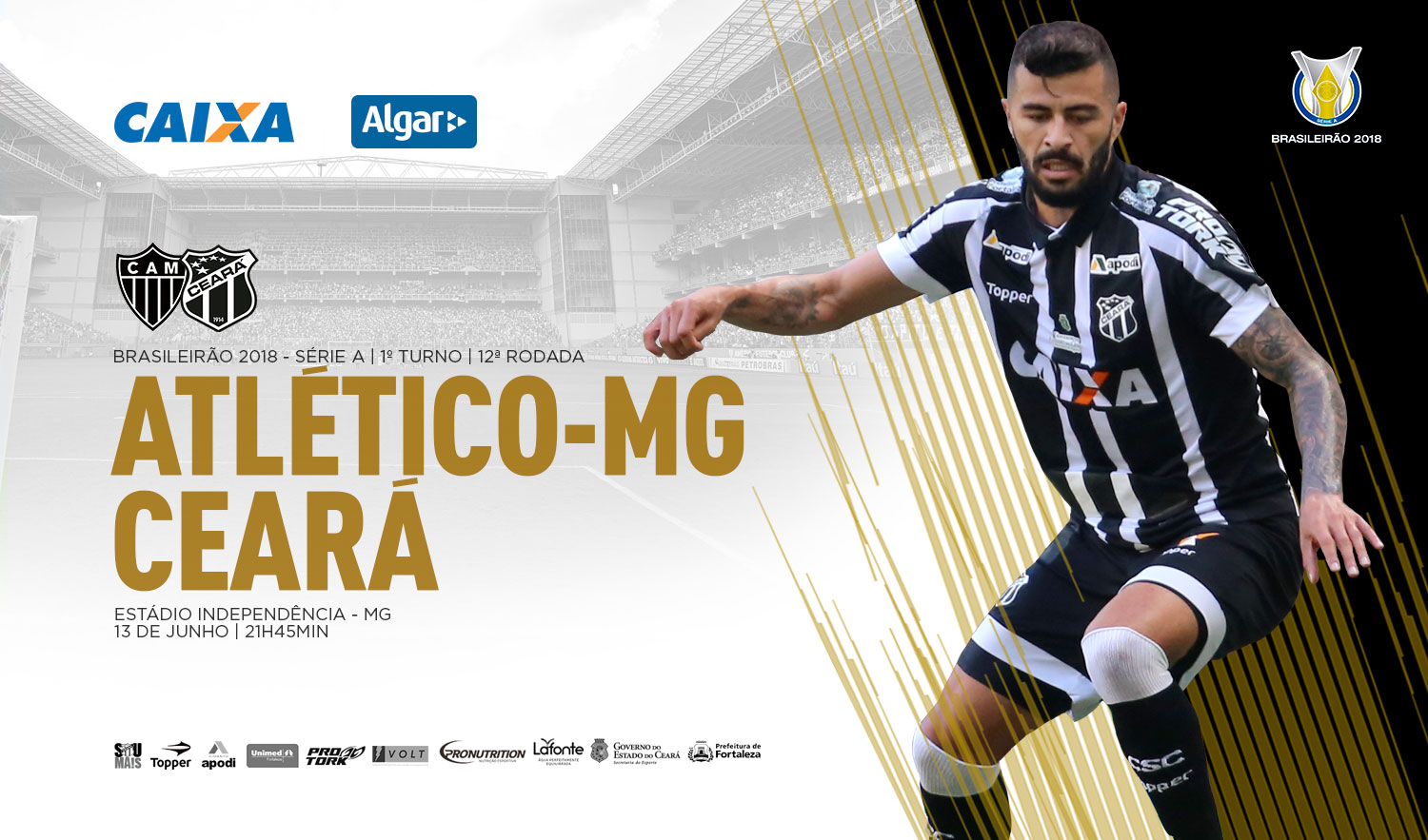 Na última rodada antes da pausa da Copa, Ceará encara o Atlético/MG no Independência