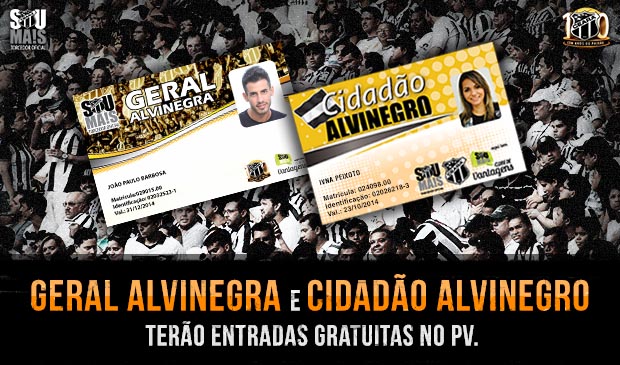 Planos Geral Alvinegra e Cidadão Alvinegro terão entradas gratuitas no PV