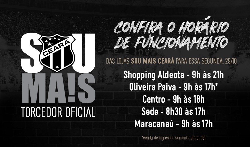Confira o horário de funcionamento das lojas Sou Mais Ceará nesta segunda-feira, 29/10