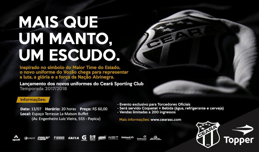 Confira detalhes do lançamento do novo uniforme do Ceará para temporada 2017-2018