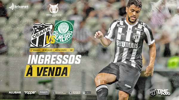 Venda de ingressos online, para o jogo Ceará x Palmeiras, já está disponível